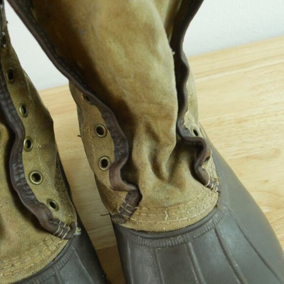 L.L.Bean Signature Waxed Canvas Maine Hunting Boots Kathadin Patch Men\'s 9 M
